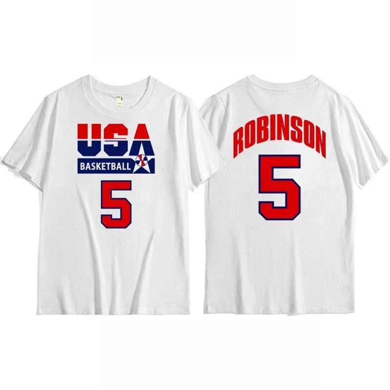 T-shirt d'entraînement de l'équipe de basket-ball américaine pour hommes, vêtements de sport rétro d