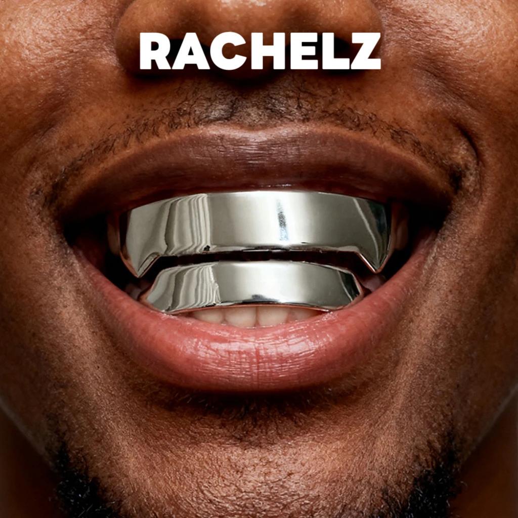 RACHELZ Cyberpunk Surface lisse dents carrées Grillz crocs Hip Hop futuriste brillant bouchons de de