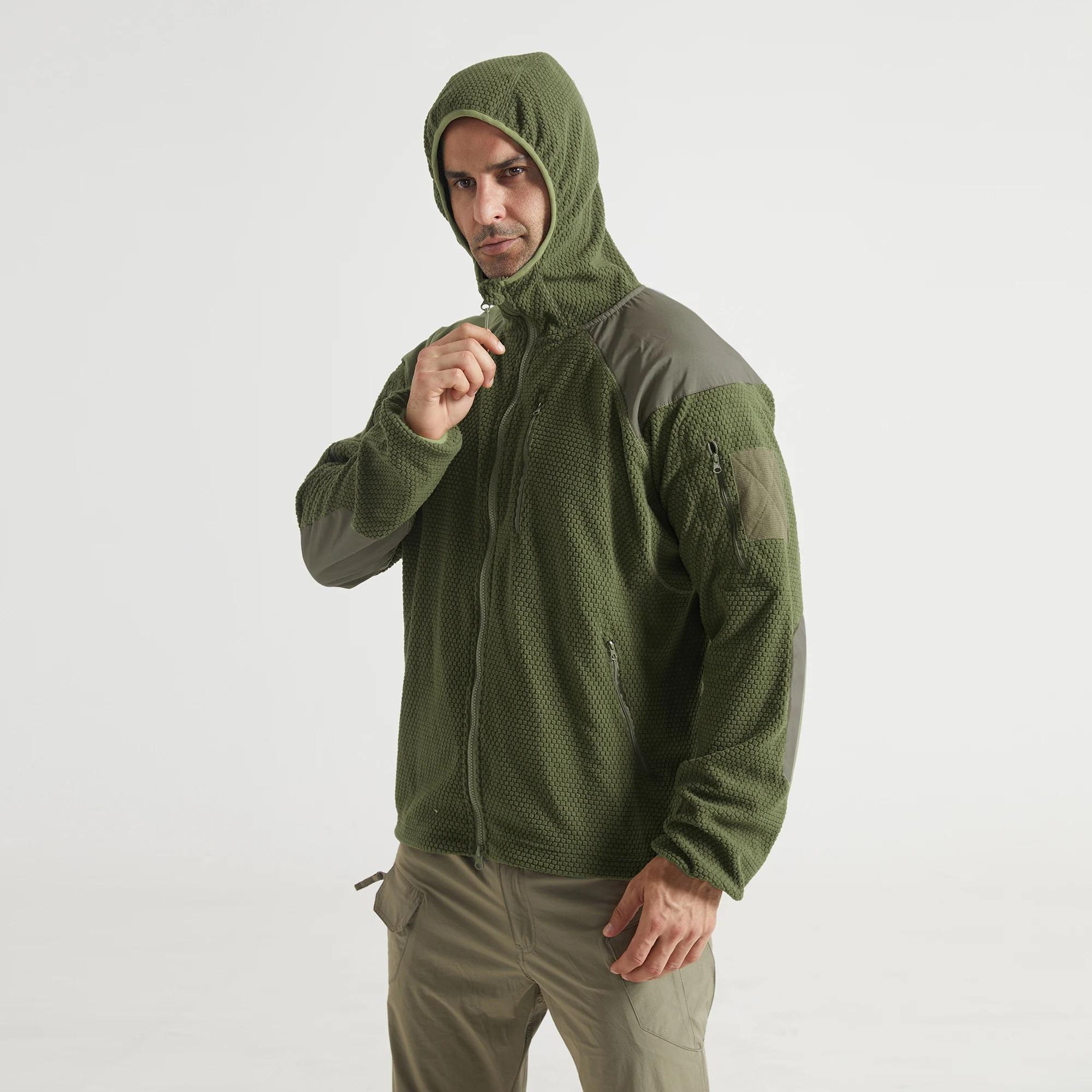 Veste tactique militaire en polaire pour homme, coupe-vent thermique à col montant, manteau de sport