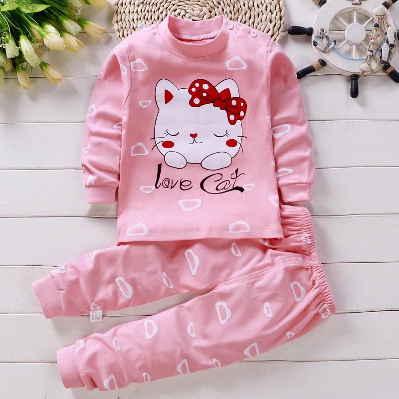 Pyjama en Coton pour Bébé Fille de 0 à 5 Ans, Ensemble de 2 Pièces, Vêtements d'Hiver Décontractés,