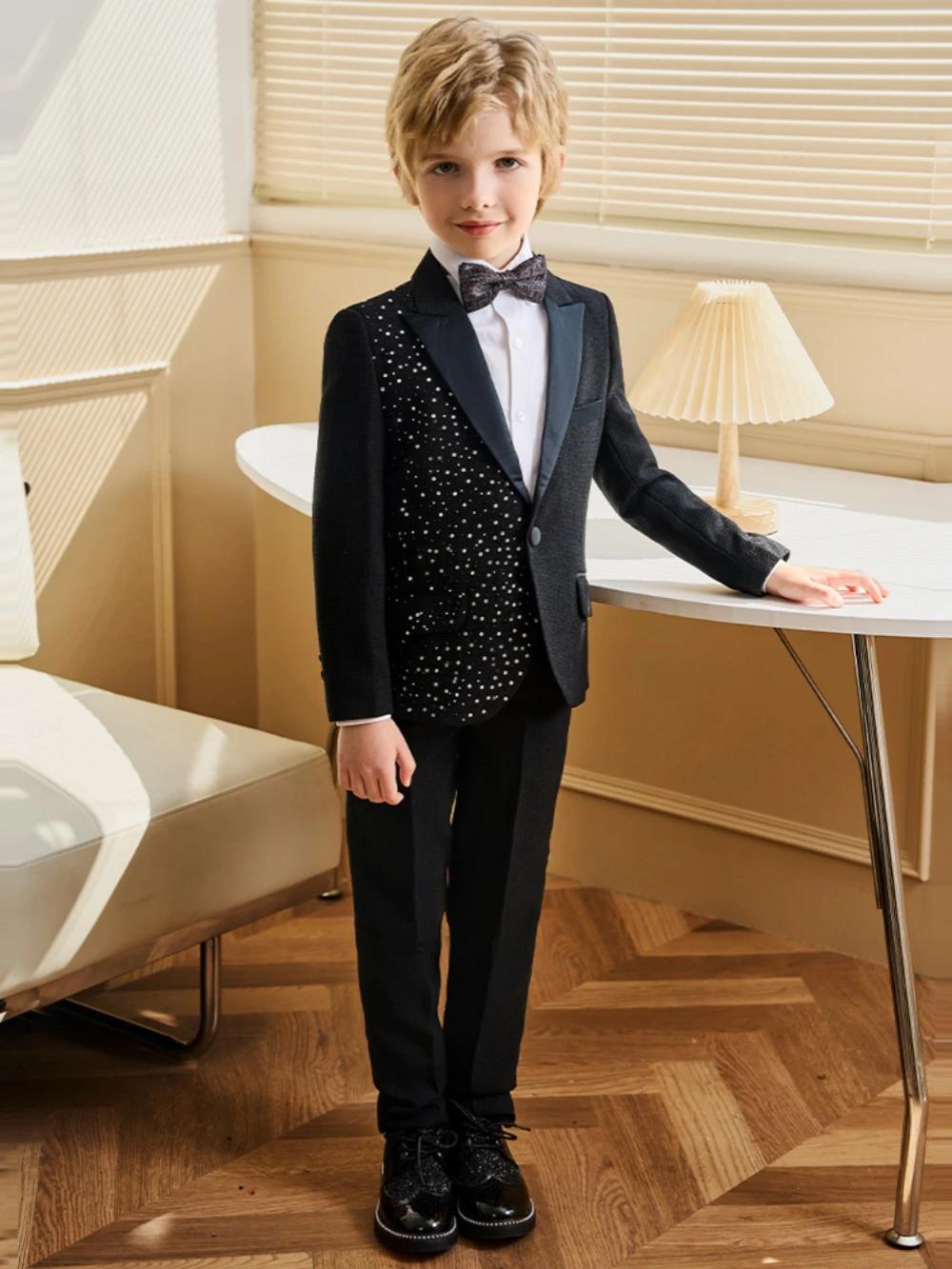 Txjojn – costumes 3 pièces en perles pour garçons, veste et pantalon avec nœud papillon, vêtements d