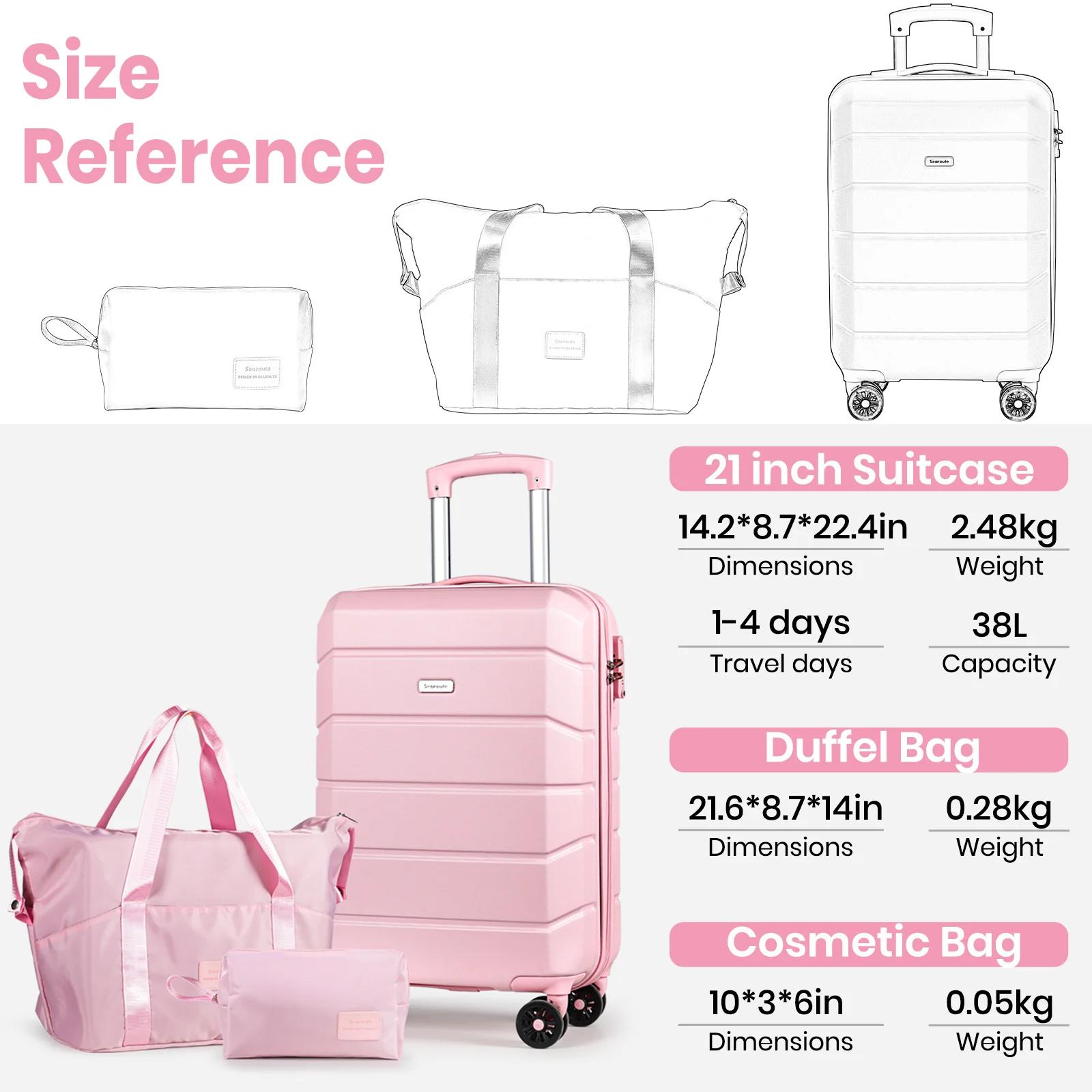 Valise à roulettes rigide pour bagages à main, bagage de cabine léger avec serrure TSA et 4 roues pi