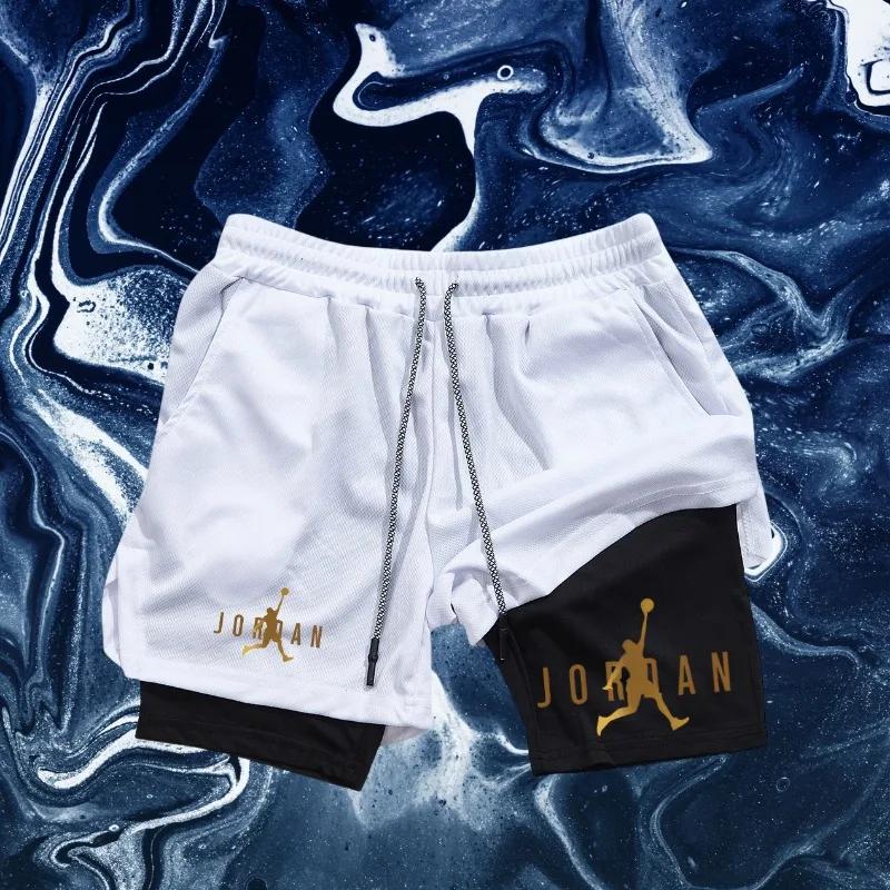 Short de sport pour hommes, vêtements de sport de saison, short moulant double couche 2 en 1, short