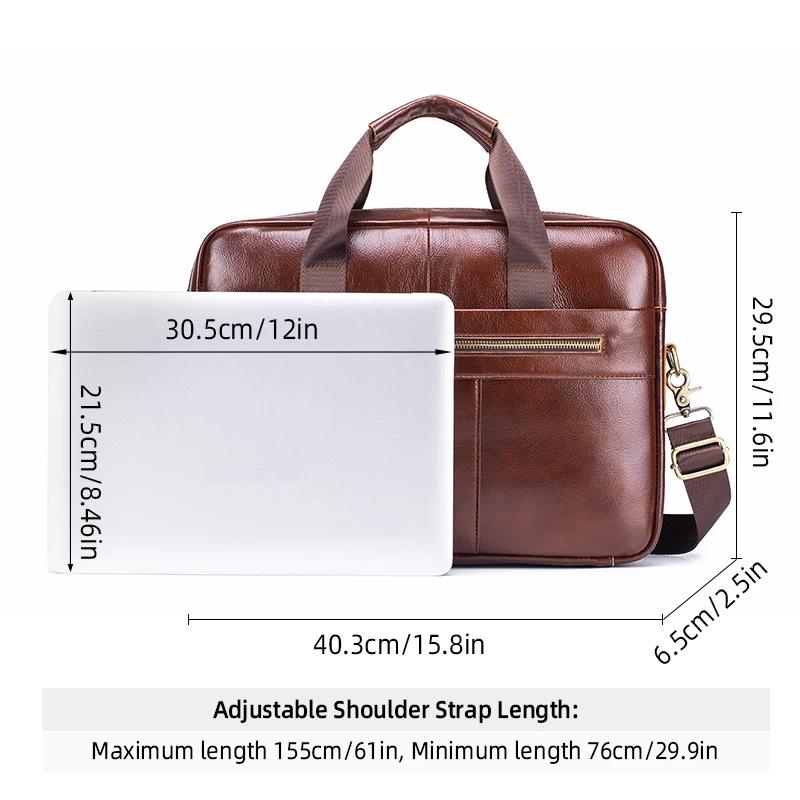 Sac pour ordinateur portable en cuir véritable pour homme, sacoche vintage d'affaires, sac à bandoul
