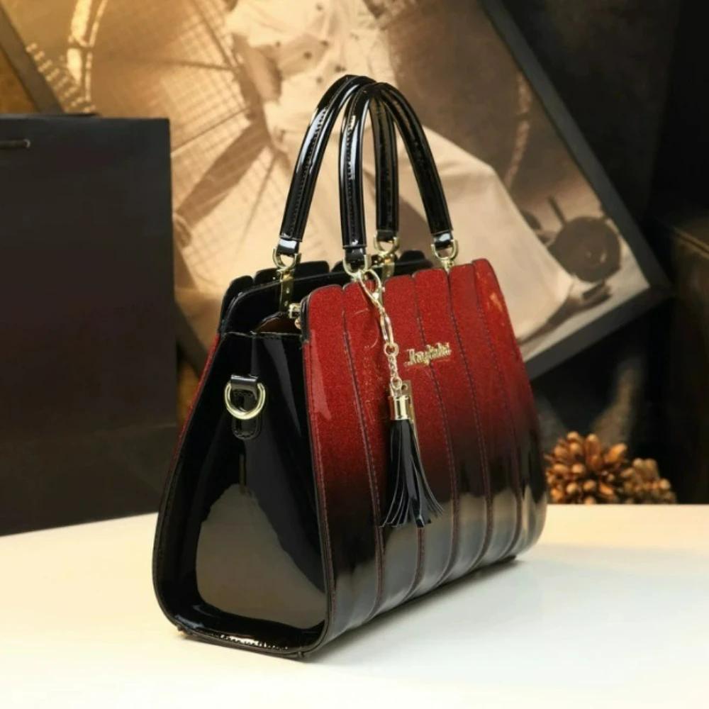Sac polyvalent en cuir verni pour femmes, nouveau style, sac pour maman d'âge moyen, sac à main à ba
