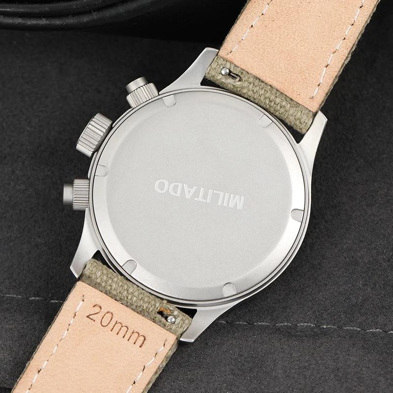 Militado ML1868KF rétro VK67 montre chronographe à Quartz boîtier en acier inoxydable 3 cadran étanc