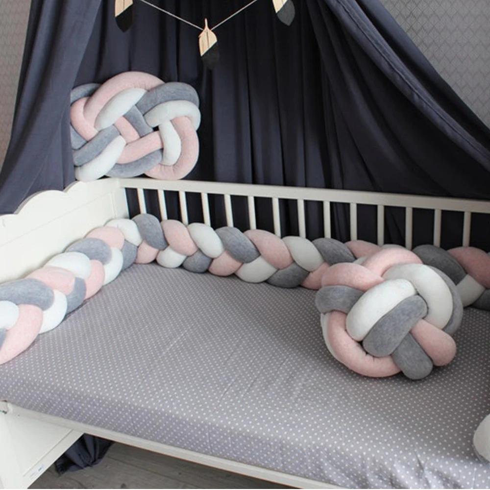 Pare-choc tressé pour lit de bébé, 1M/2M/3M/4M, protection de berceau pour bébé, oreiller en peluche