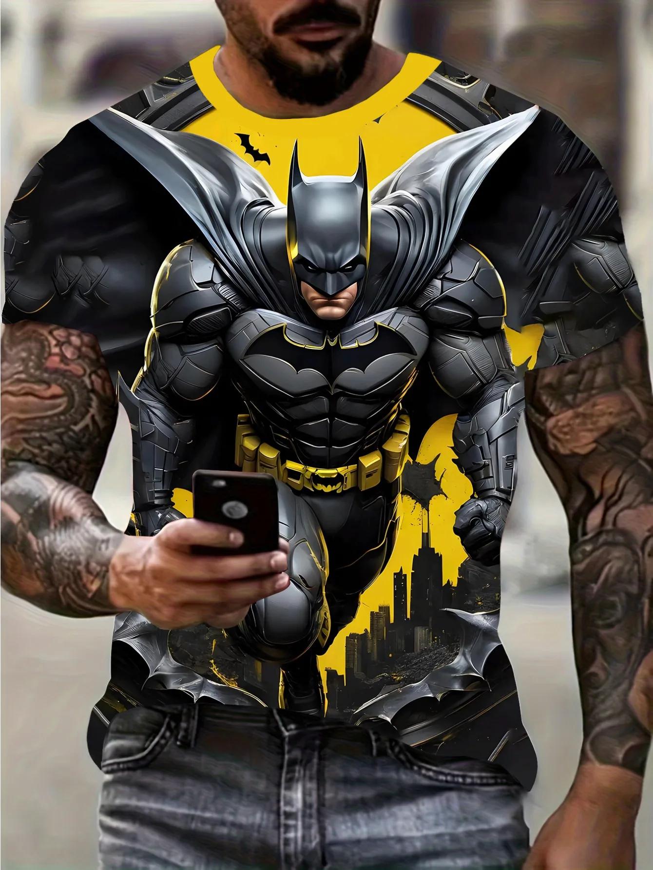 Marvel hommes été Batman jaune et noir bloc de couleur impression 3D T-Shirt super-héros Anime T-Shi