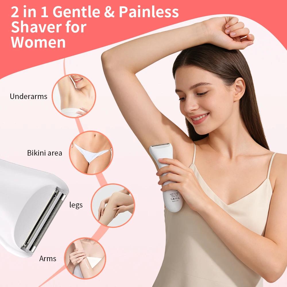 Rasoir électrique étanche pour femmes, rasoir électrique Portable humide et sec, avec tête à trois l