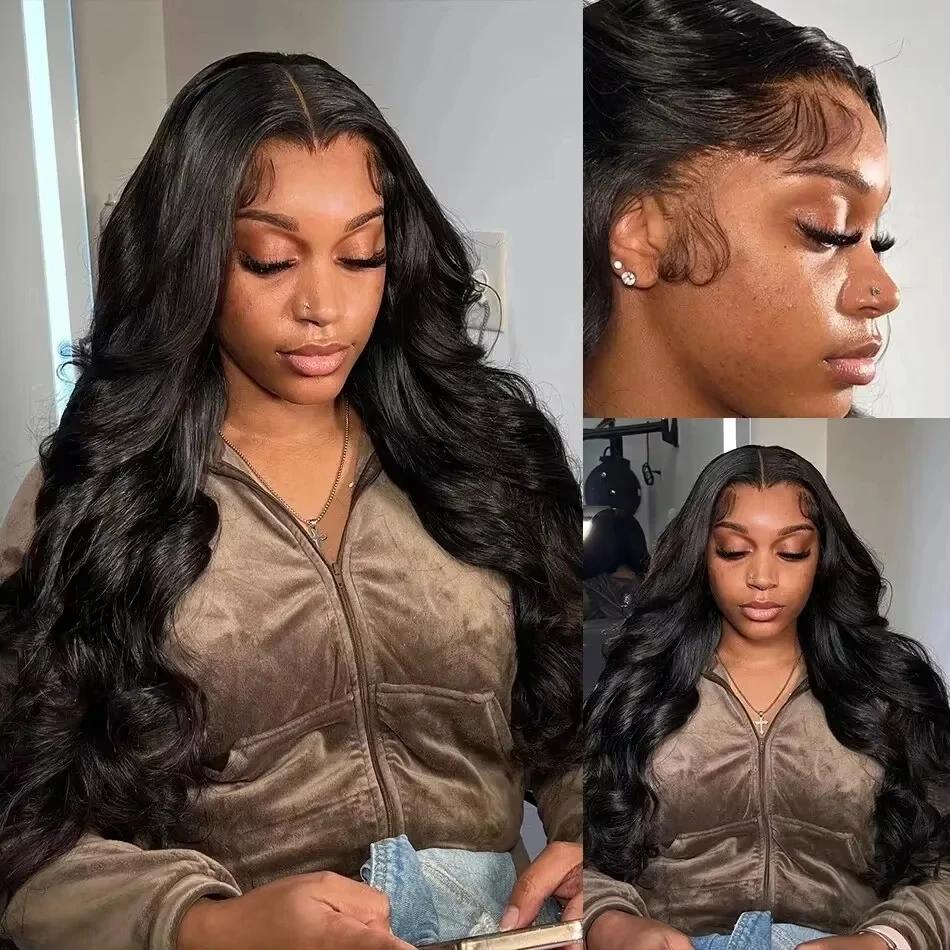 Perruque Lace Front Wig Body Wave naturelle bouclée, cheveux humains, HD, sans colle, 13x6, 13x4, ad