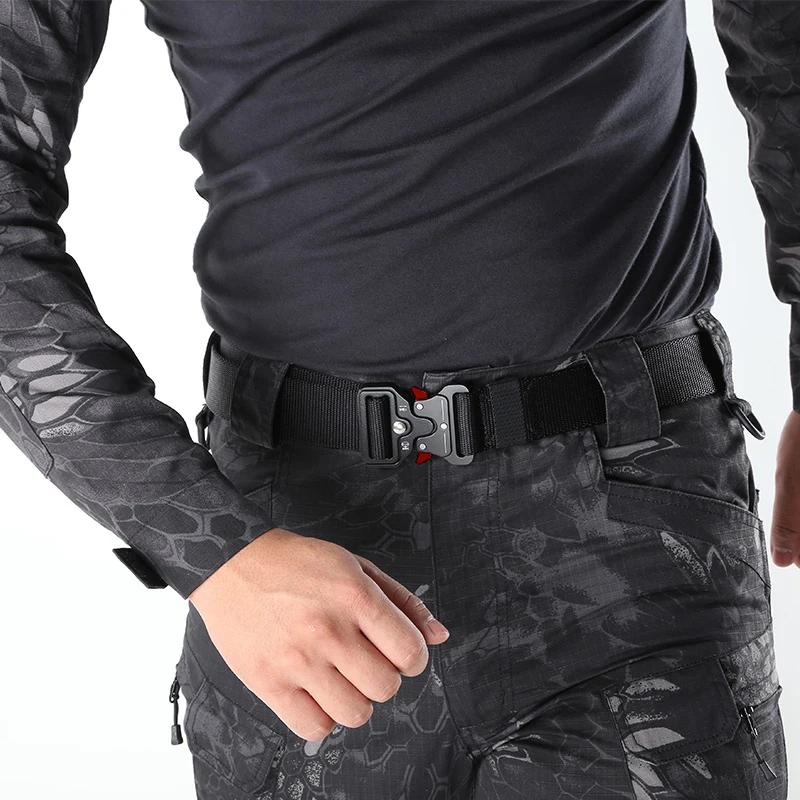 Ceinture tactique 1 pièce pour hommes ; ceinture à boucle à dégagement rapide pour sports de plein a