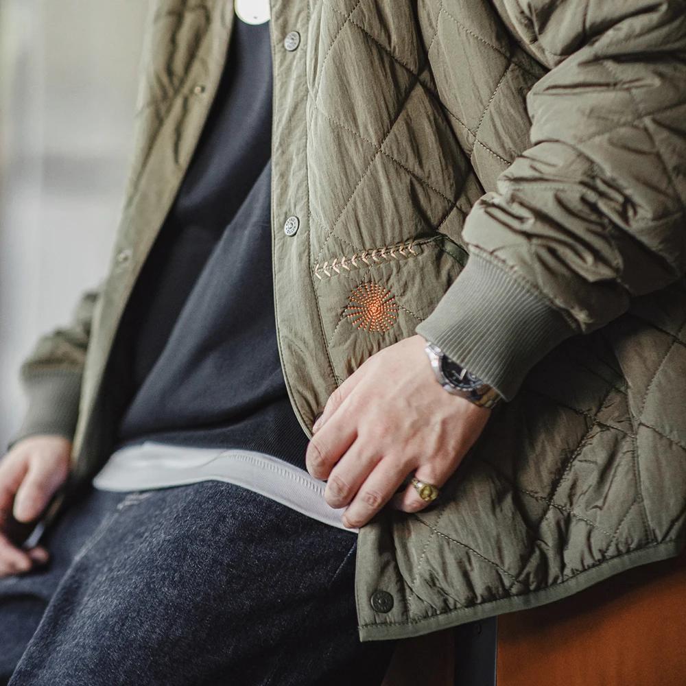 Maden Veste de baseball matelassée décontractée Manteau rembourré épais et chaud Vert Vêtements d'ex