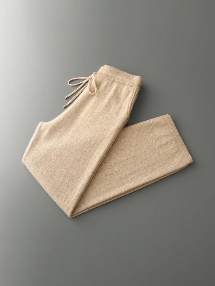 Costume deux pièces en laine mérinos pour hommes, pull tricoté à col à capuche et pantalon à jambes
