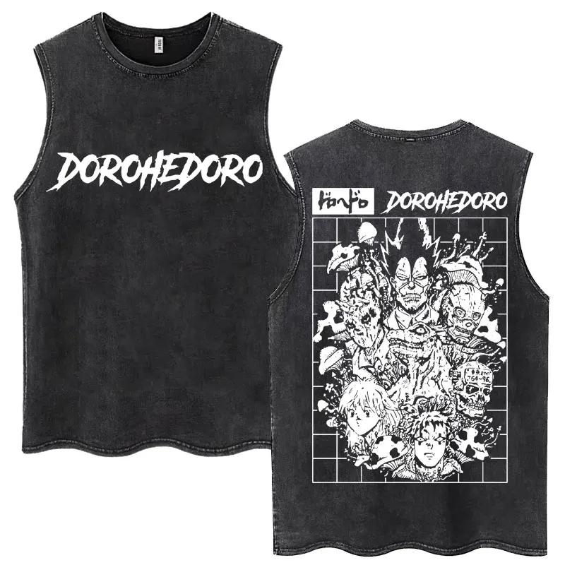 Anime Dorohedoro Kaiman Vintage lavé débardeurs Harajuku Manga sans manches T-shirt hommes femmes mo