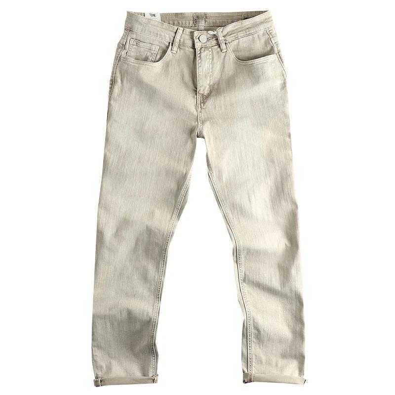 2025 printemps et été nouveau américain rétro haute élasticité flammé coton hommes lavé jean droit a