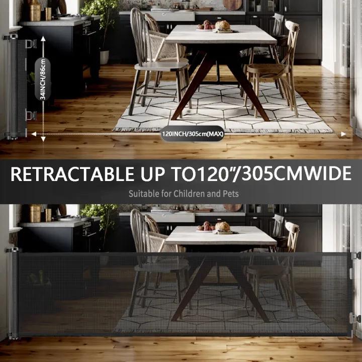 Barrière rétractable en maille haute pour enfants et animaux de compagnie, porte rétractable pour ch