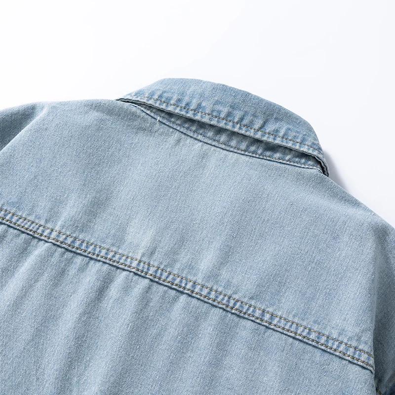 Chemise ample en denim fin et non extensible pour hommes, style américain, polyvalente, Vintage