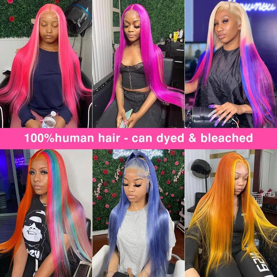 613 Blonde 13x6 HD dentelle avant perruques de cheveux humains 38 "hute colorée droite 13x4 HD Trans