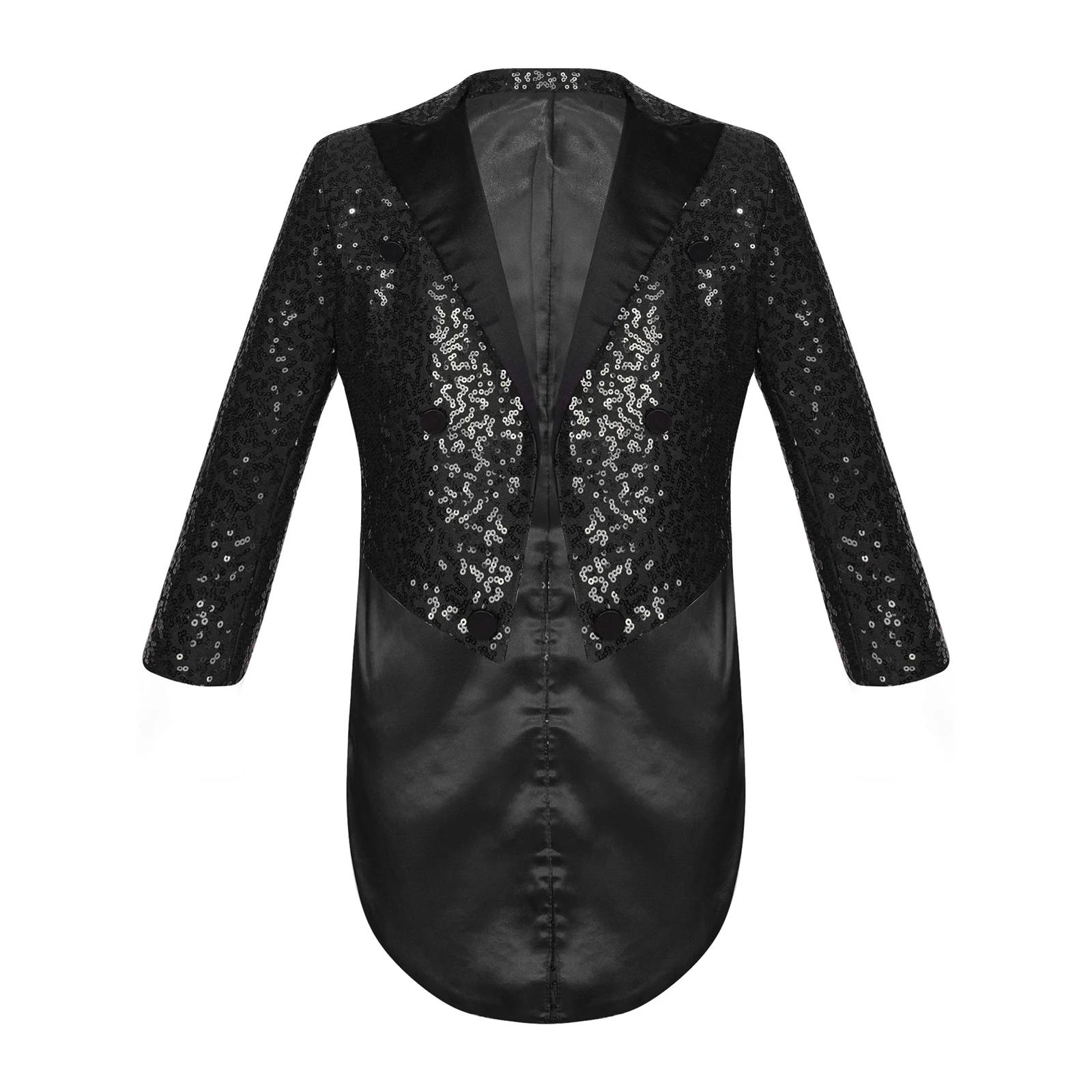 Veste de manteau à paillettes pour enfants garçons, coupe classique, smoking avec queues, Blazer bri