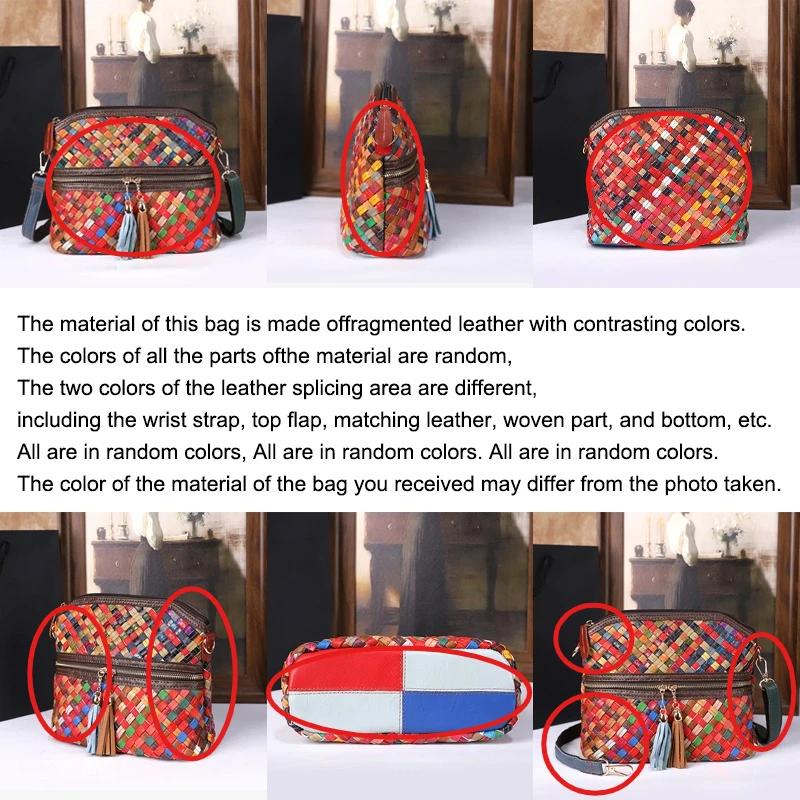 Sac à bandoulière en cuir épissé tissé à la main pour femmes, décontracté, léger, polyvalent, sangle