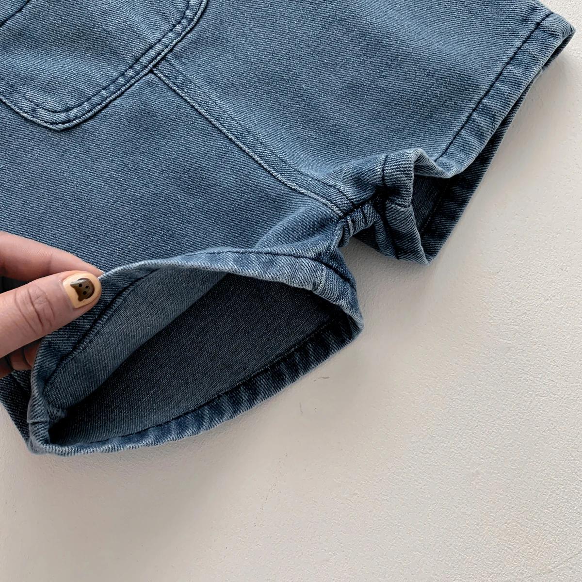 T-shirt en denim pour bébé fille et garçon, combinaison pour nouveau-né, ensemble 2 pièces