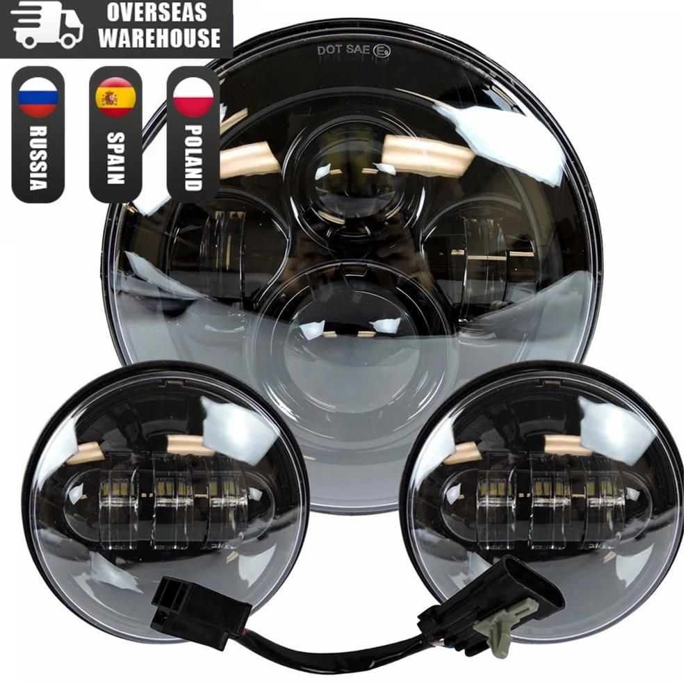 Pour Harley 7 "projecteur Led Moto phare + 4 1/2 antibrouillard feux de croisement pour Touring Elec