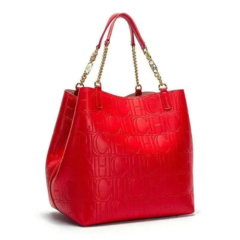 Sac fourre-tout CH pour femmes, sac à main de luxe de créateur, sac à bandoulière en cuir gaufré ten