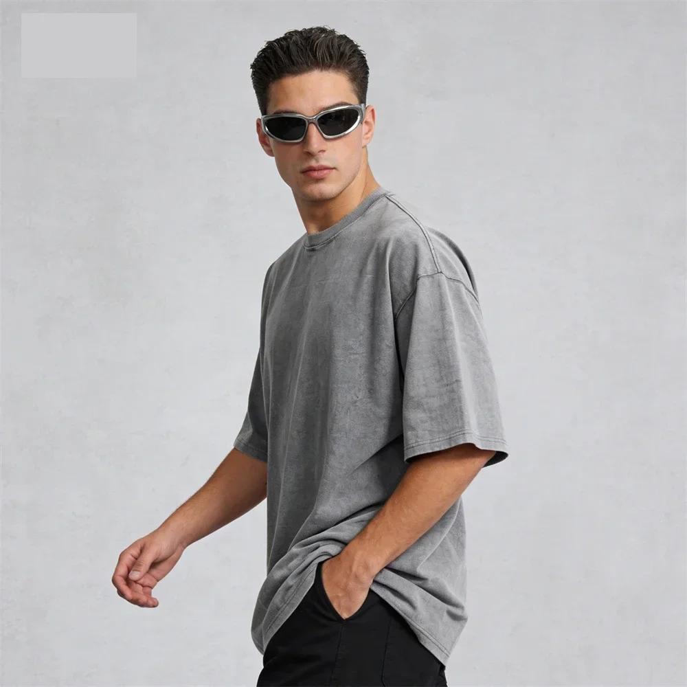 T-shirts en coton et lin pour hommes, lot de 5, style rétro, coupe ample, streetwear, col rond, coul