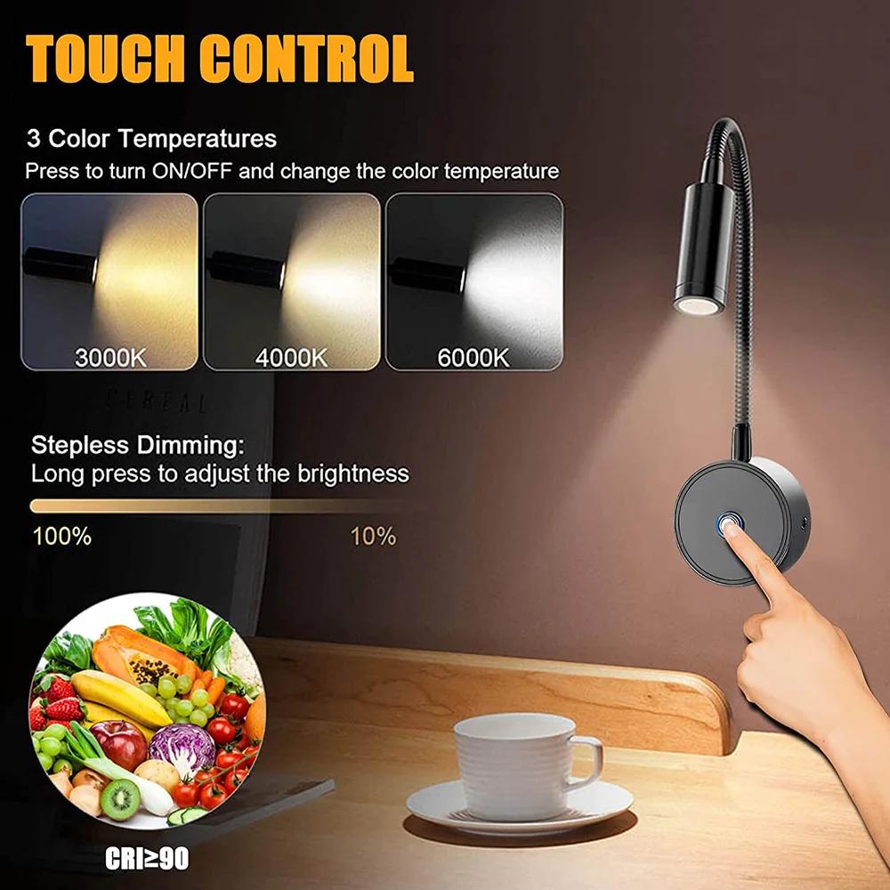 12-24V LED projecteur camping-car lampes de lecture col de cygne Flexible 3 couleurs Dimmable RV int