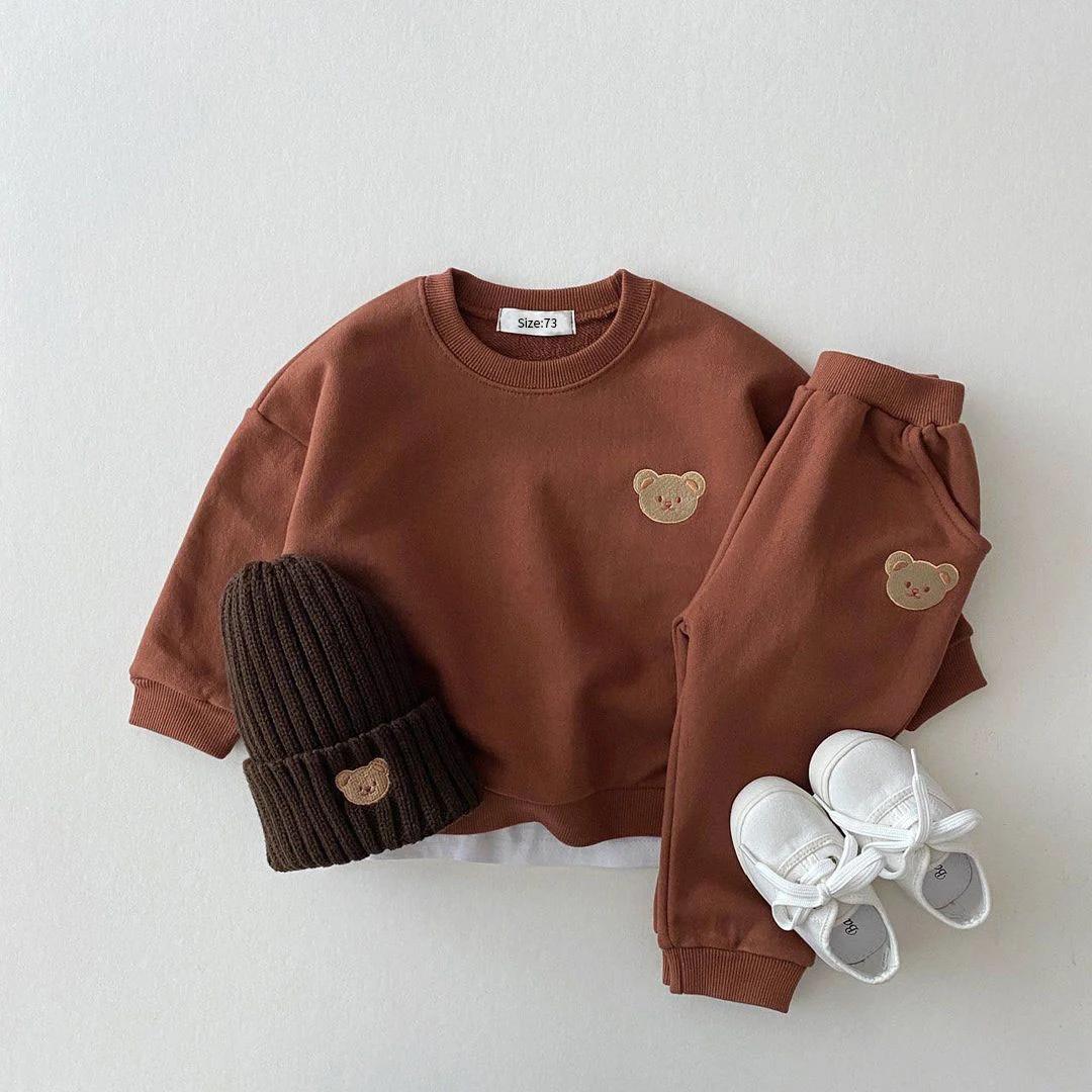 Ensemble sport bébé ours sweat pantalon 2 pièces - Vêtements automne enfants bas âge garçons filles confortables