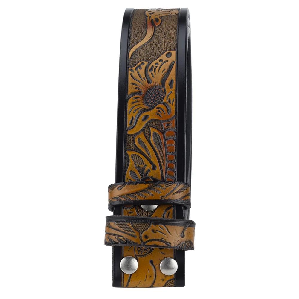 Ceinture en cuir véritable pour homme, peau de vache Tang, motif aigle de vache, ceinture Western Co