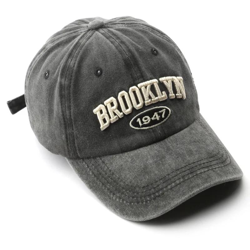 Rétro brooklyn lettre broderie casquettes de Baseball printemps été hommes femmes coton réglable cha