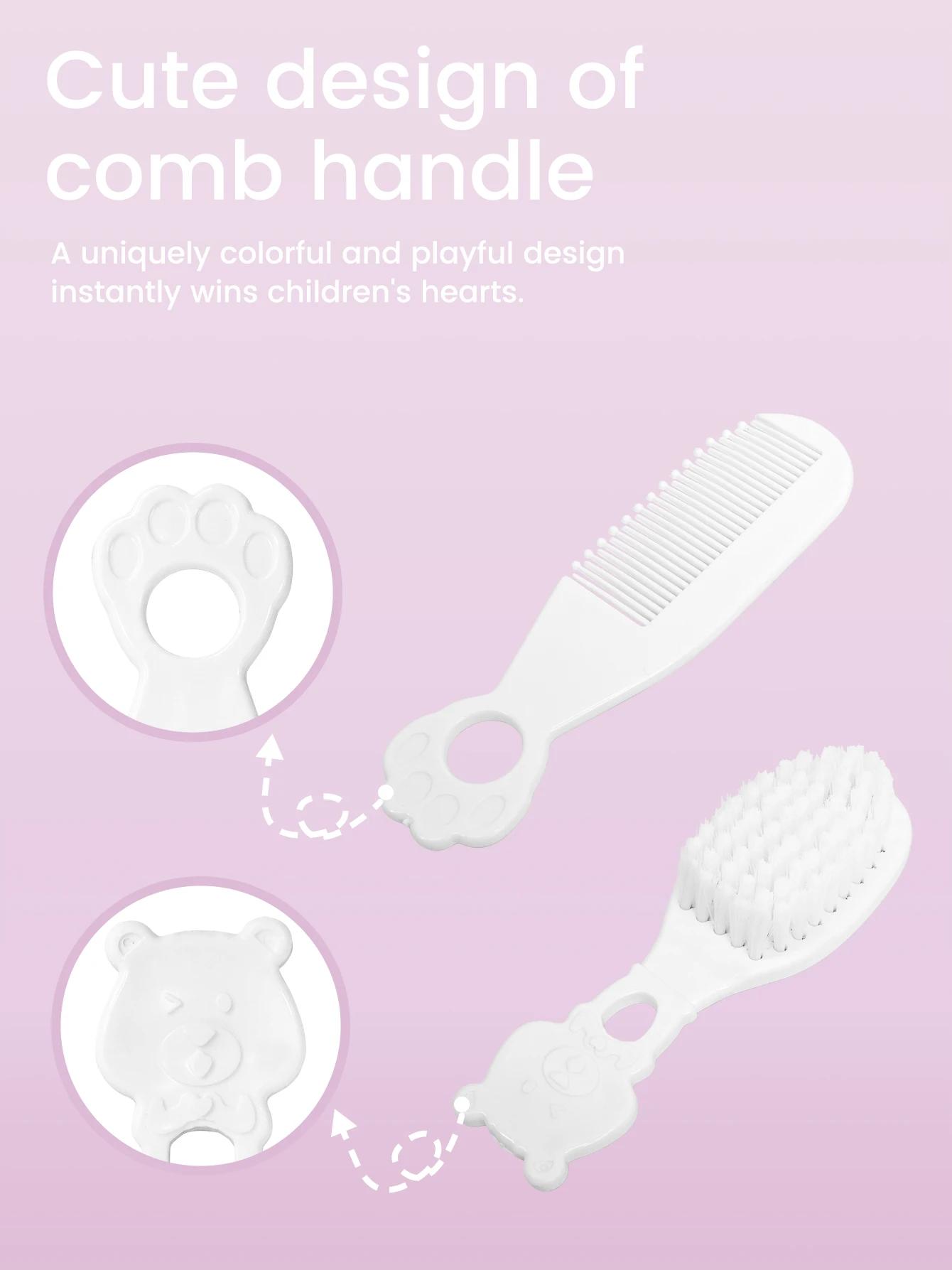Kit de toilettage pour bébé, ensemble de soins pour bébé, sans BPA, Design mignon, peigne, brosse, c