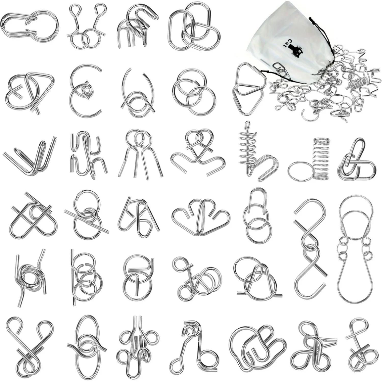 Ensemble de Puzzle en fil métallique, casse-tête, Test de qi, démêlant, lien en fer, déverrouillage,