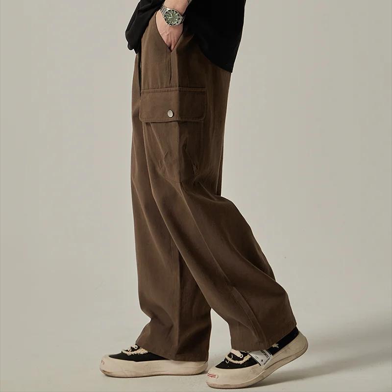 Pantalon de survêtement pour hommes, Vintage, japonais, jambes larges, droit, ample, boutons, grande
