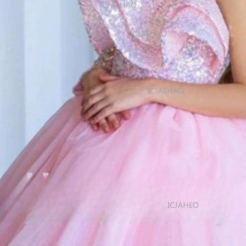 Robe de princesse pour filles 2026, robe de mariée à fleurs, robe de demoiselle d'honneur asymétriqu