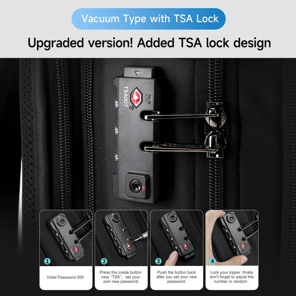 Sac à dos de compression sous vide Tigernu pour hommes, sac à dos de voyage extensible avec port USB