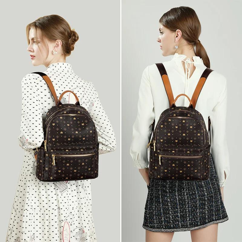 FOXER – sac à dos élégant en cuir imprimé pour femmes, sac à dos de grande capacité pour filles, sac