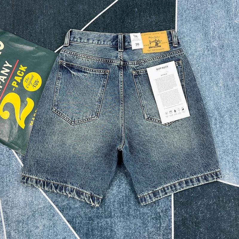 Short en jean rétro américain lourd pour hommes, nouveau pantalon capre droit et décontracté, été 20