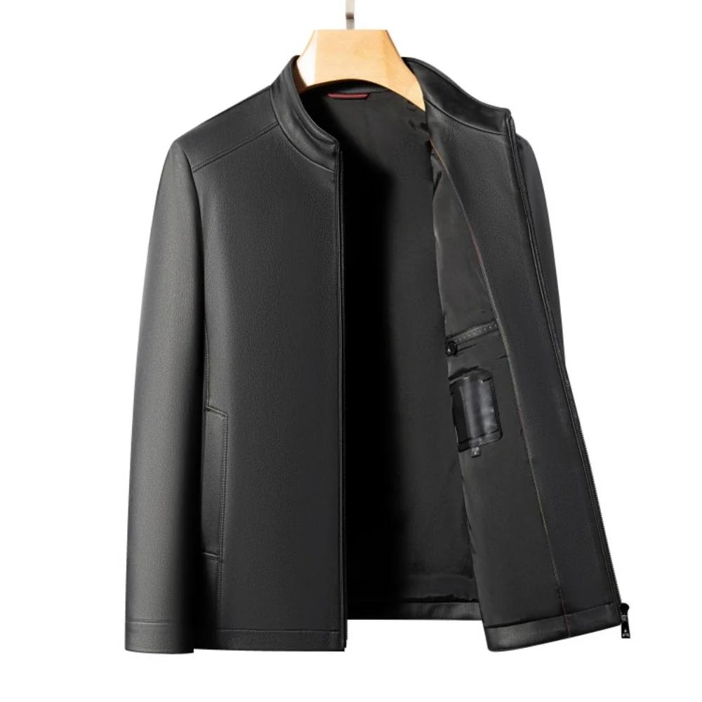 Nouvelles vestes en cuir décontractées printemps et automne 2025, vestes en cuir à col montant pour