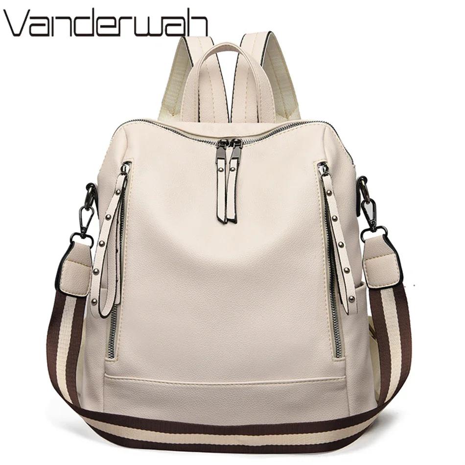 Sac à Dos de marque de luxe en cuir souple, étanche, Style Preppy, Sac multifonction pour jeunes étu