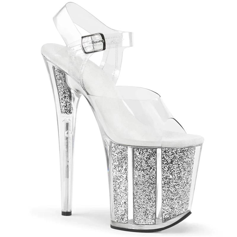 Rncksi 2025 mode Sexy pôle danse été 20 cm PVC femmes sandales minces talons hauts sandales sans lac