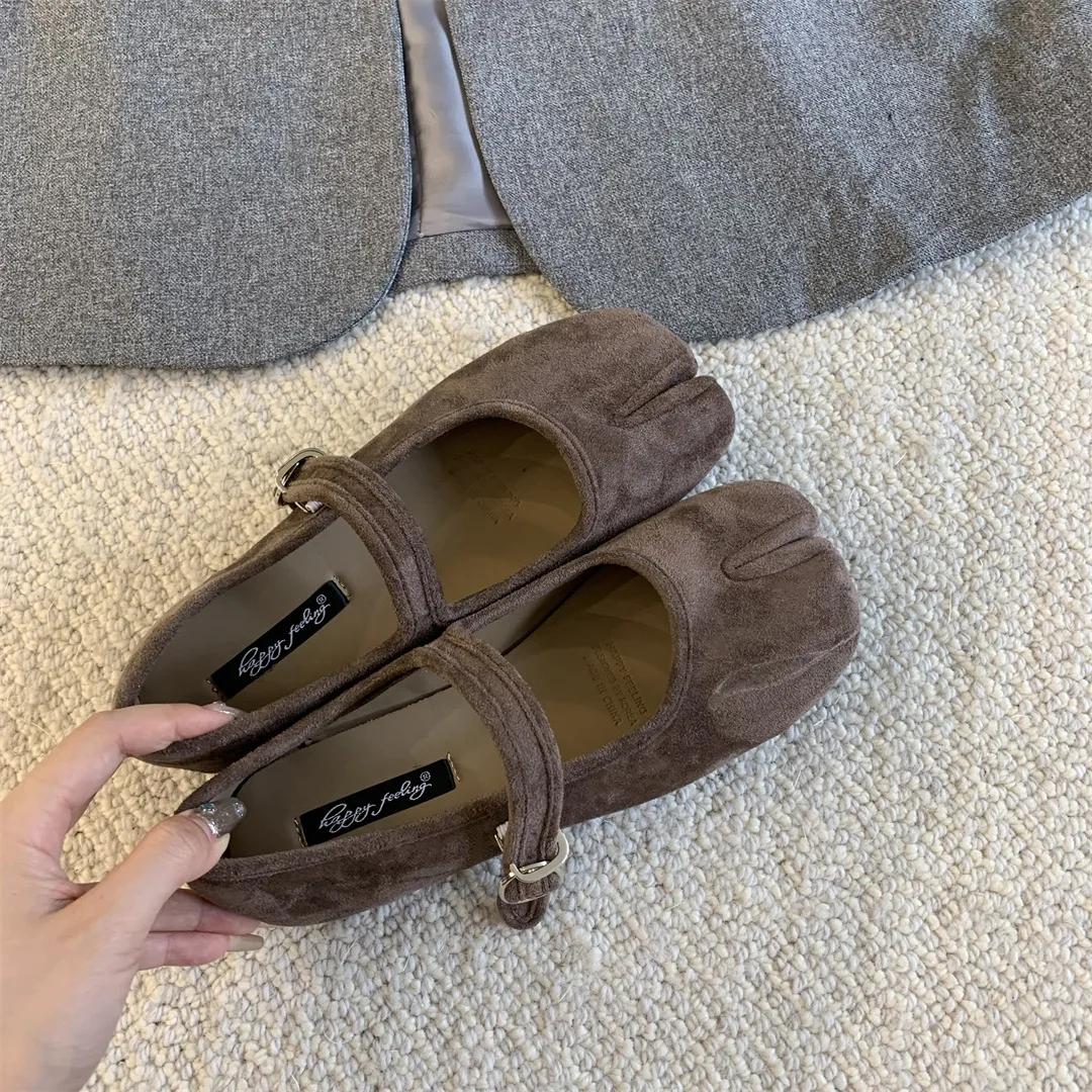 Bailamos-Chaussures plates rondes en cuir souple pour femmes, ballerines décontractées à enfiler peu
