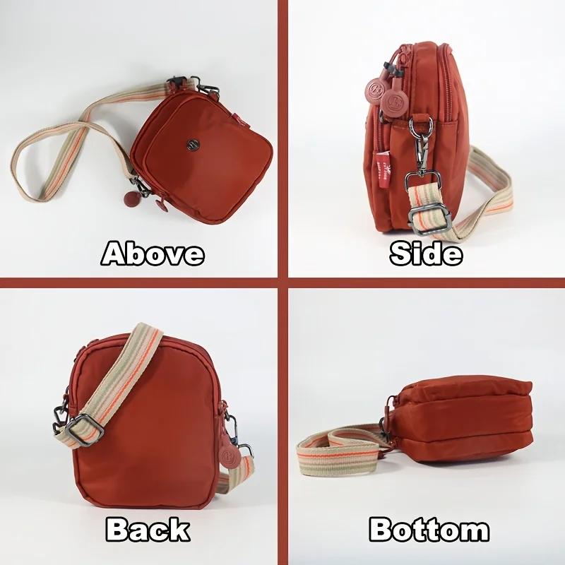 Sac à bandoulière pour femmes, sac à main pour téléphone portable, matériau en Nylon, 3 poches, ferm