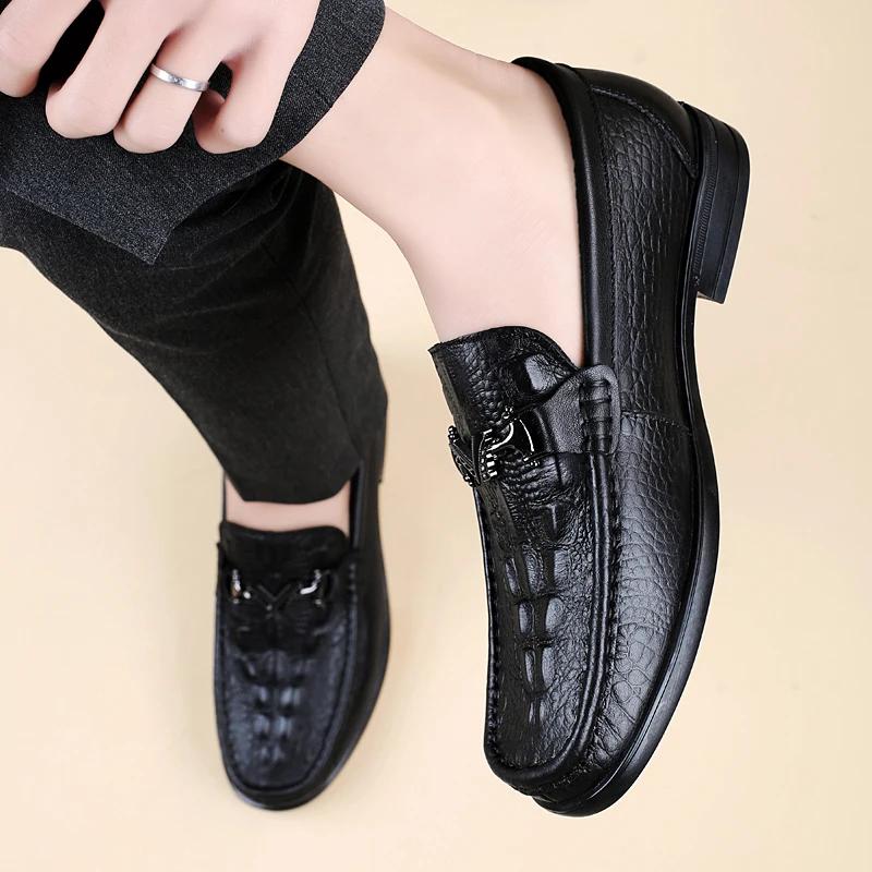 Mocassins d'été en cuir véritable pour hommes, chaussures décontractées pour adultes, chaussures de