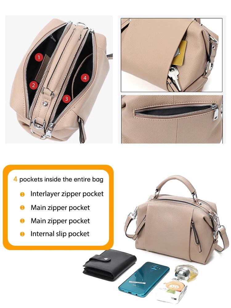 Zency – sac en cuir véritable pour femmes, fourre-tout Simple de haute qualité, petit sac à main Vin