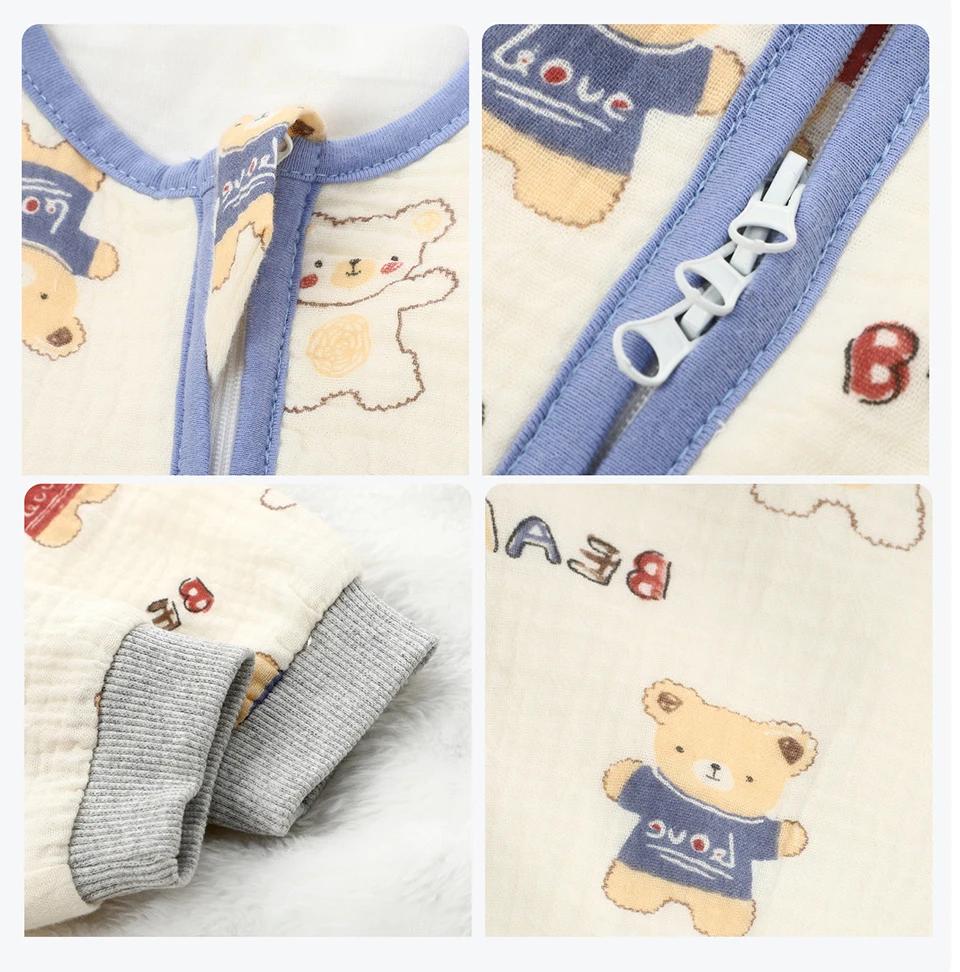 Sac de couchage bébé 0-24 mois manches amovibles : gaze coton respirante pour nuits douces