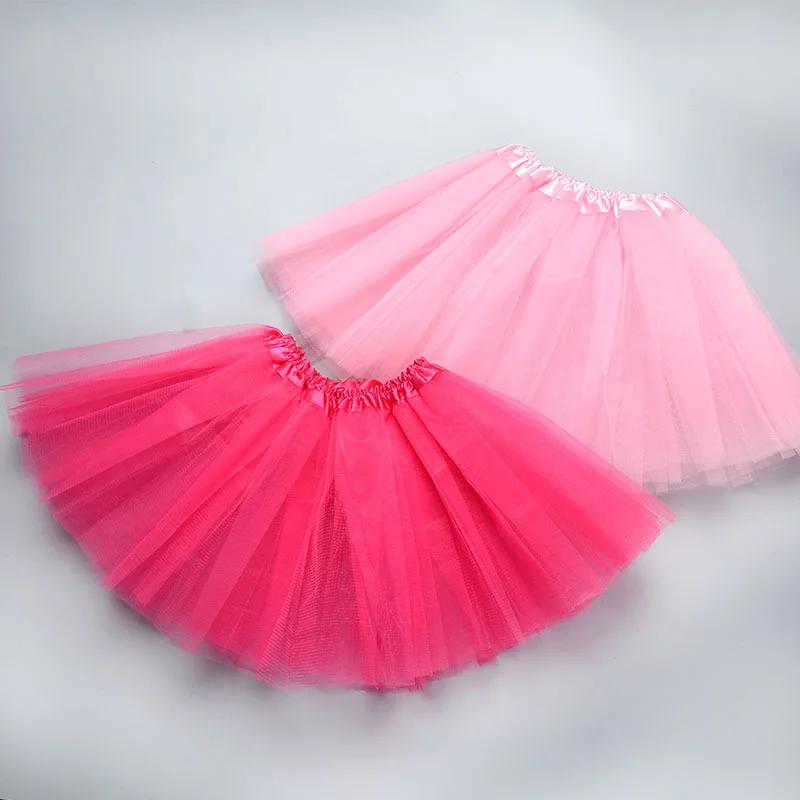 Fille élastique Ballet Dancewear Tutus Mini jupe pour fête d'anniversaire danse 3 couches Tulle Tutu