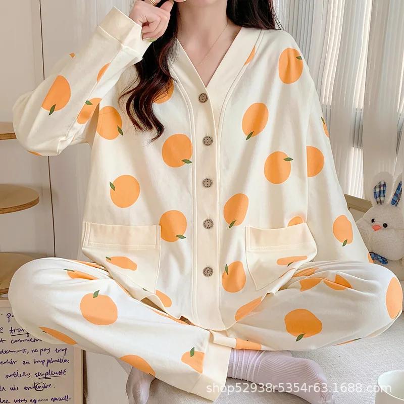 Vêtements mensuels printemps et automne pyjamas de maternité post-partum été Section mince allaiteme