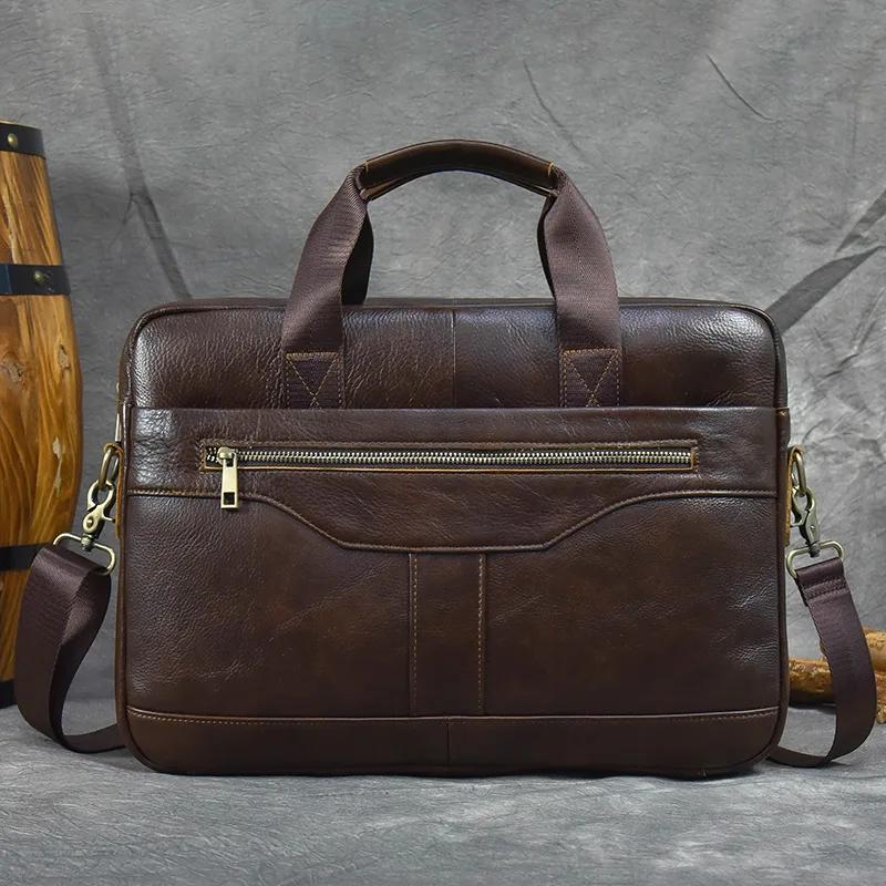 Sac pour ordinateur portable en cuir véritable pour homme, sac d'affaires, étuis à bombes pour homme
